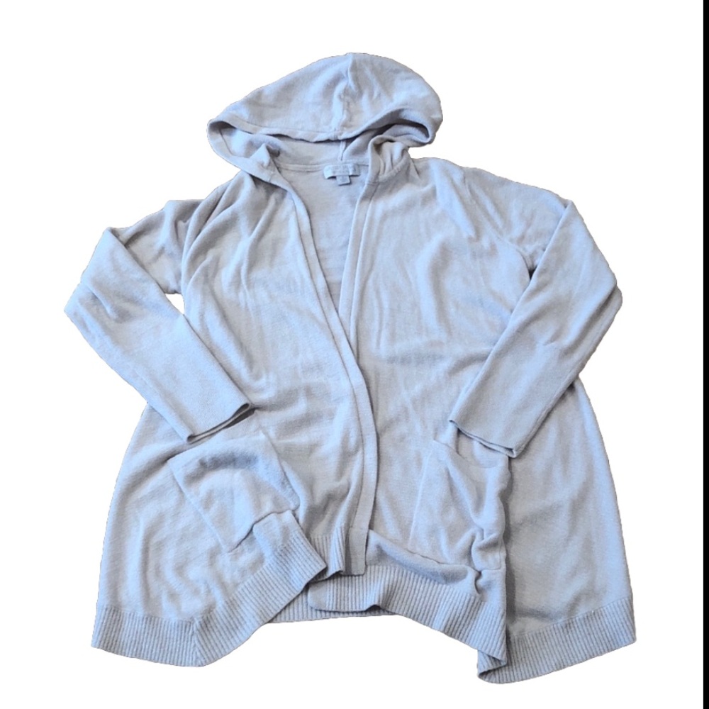 Barefoot Dreams Cozychic Ultra Lite knit Cream Open Front Cardigan hooded S